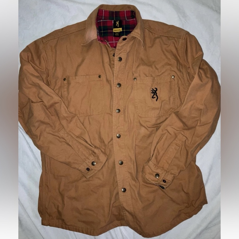 Browning flannel lined insulated chore utility shacket coat jacket sz M mens